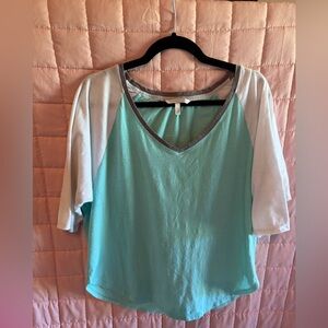 Victoria's Secret Aqua and Gray Short Sleeve Top